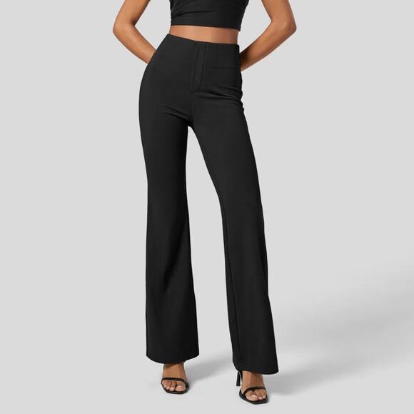 Halara Flex SculptKnit High Waisted Pocket Work Pants Black Flared Medium - Picture 2 of 8